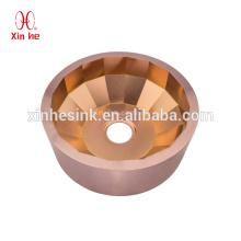 Stainless Steel handmade luxury pvd golden bronze round hand wash basin bar sink for hotel club use